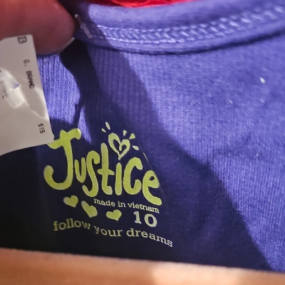 Justice NWT Girls Soccer Layered Graphic Shirt - Neon Green and Purple Size 10